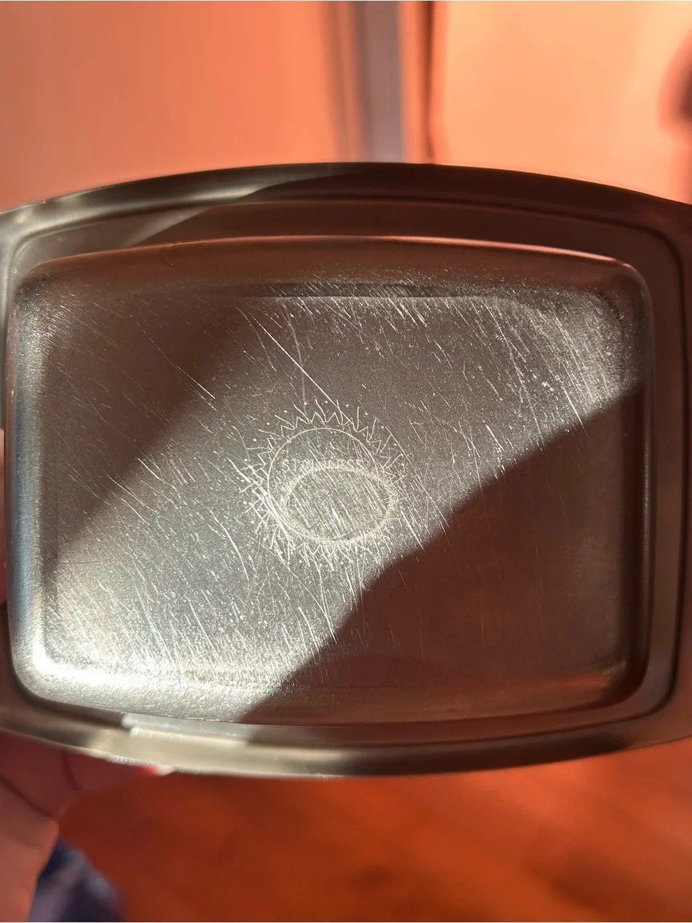 Vintage Mid Century Stainless Steel Butter Dish Atomic Sunburst